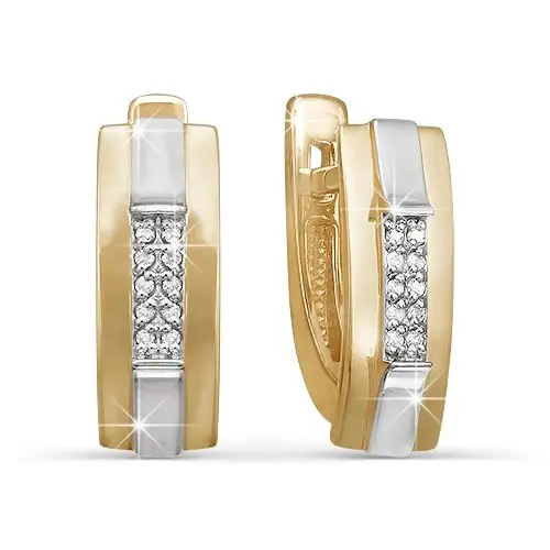 Серьги с английским замком из комбинированного золота