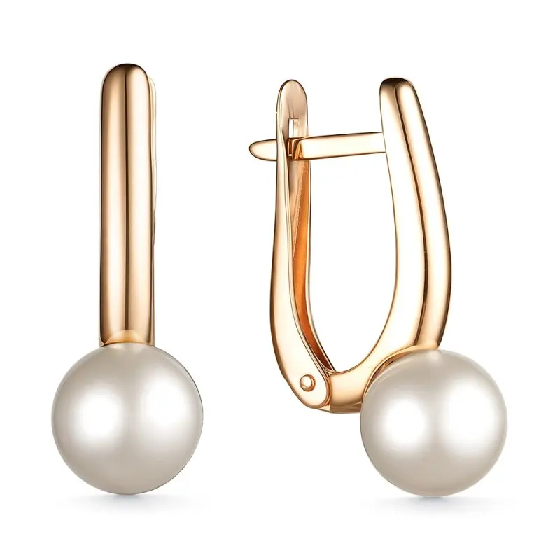 Серьги с английским замком из красного золота