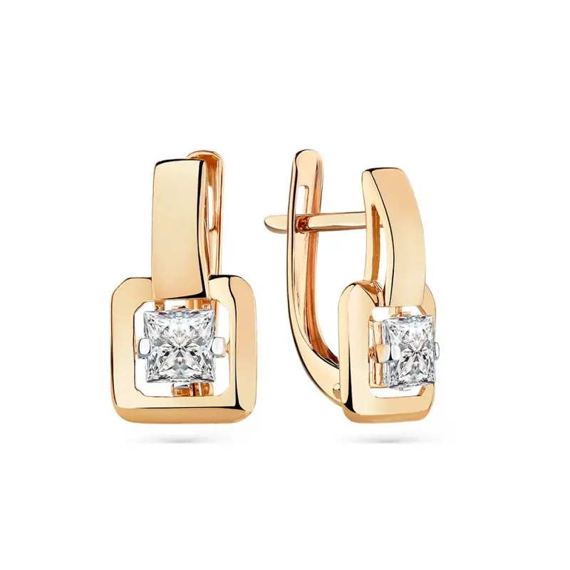 Серьги с английским замком из красного золота