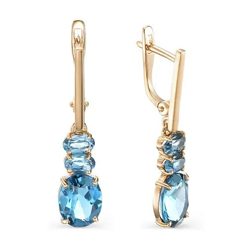 Серьги подвесные из красного золота