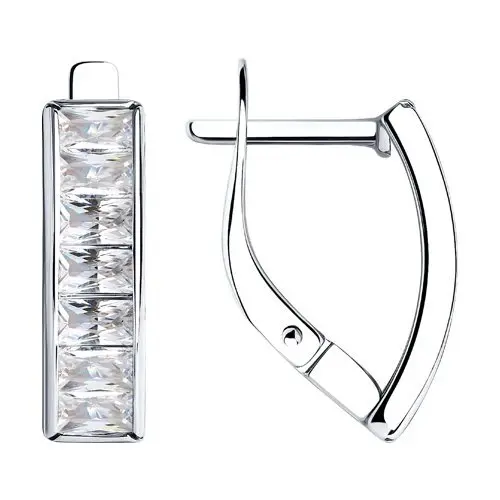 Серьги с английским замком из белого золота