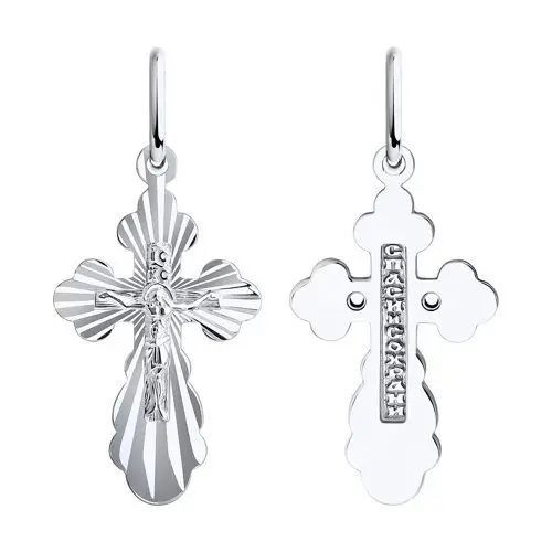 Подвеска крест из белого золота