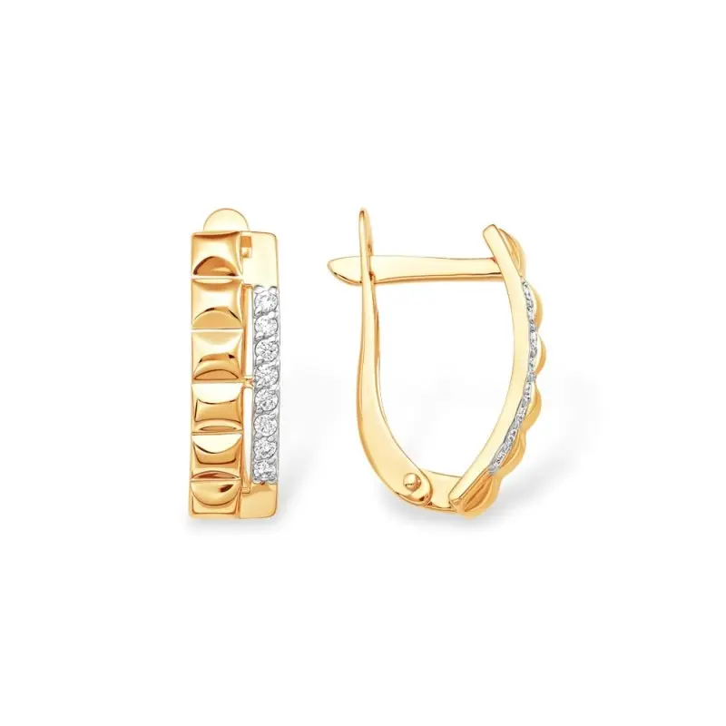 Серьги с английским замком из красного золота