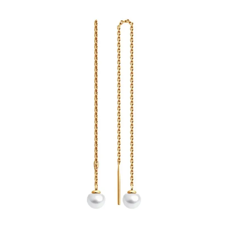 Серьги цепочки из красного золота