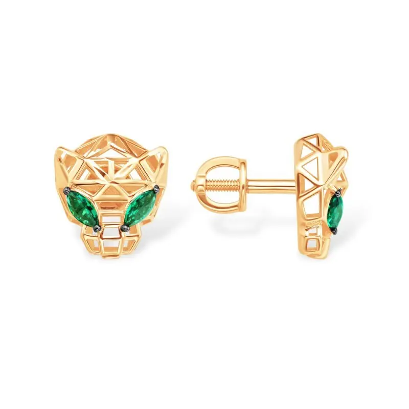 Серьги пуссеты из красного золота