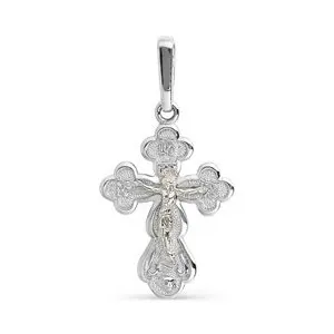 Подвеска крест из белого золота