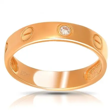 Кольцо декоративное из красного золота с фианитами