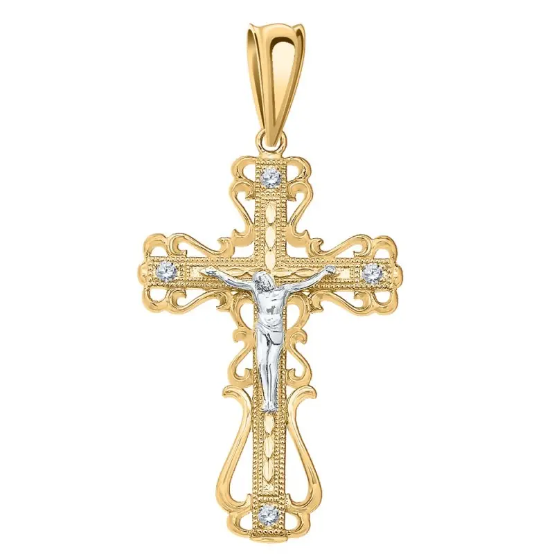 Подвеска крест из красного золота