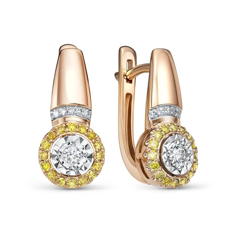 Серьги с английским замком из комбинированного золота