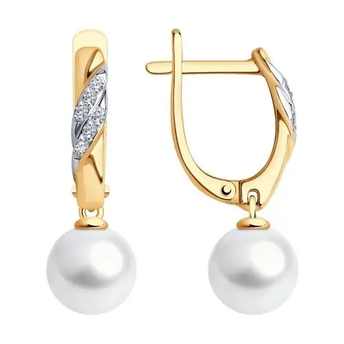 Серьги подвесные из красного золота