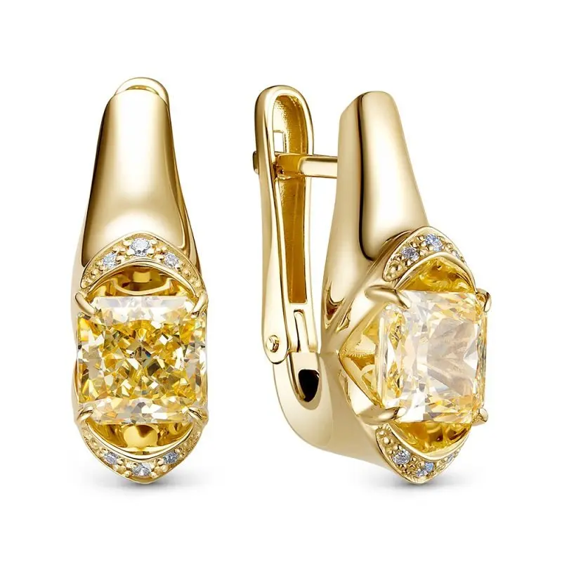 Серьги с английским замком из желтого золота