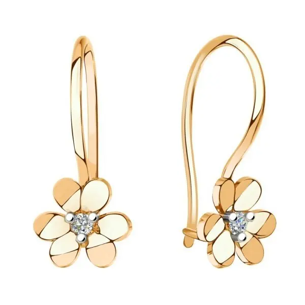 Серьги детские из красного золота