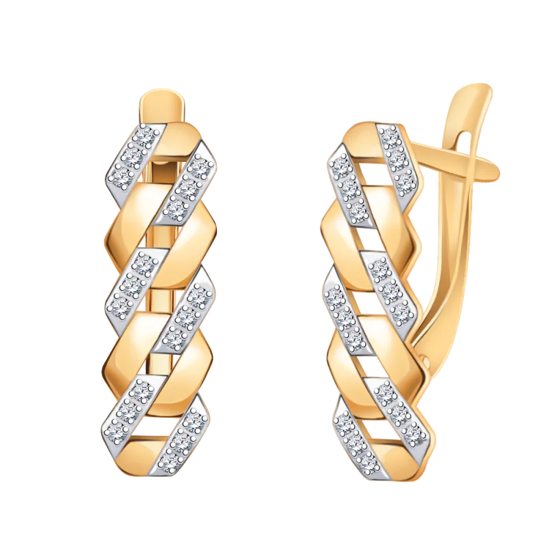 Серьги с английским замком из красного золота