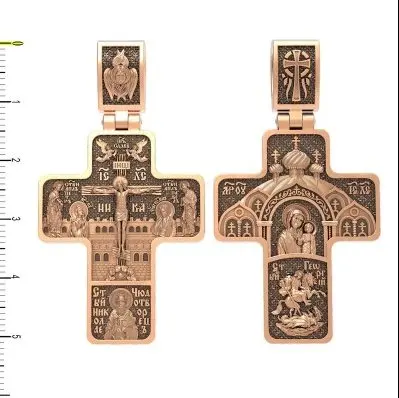 Подвеска крест из комбинированного золота