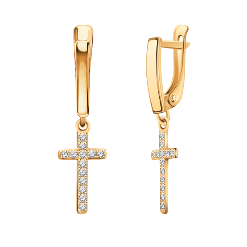 Серьги подвесные из красного золота