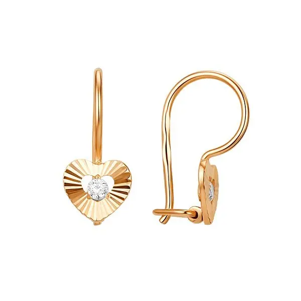 Серьги детские из красного золота