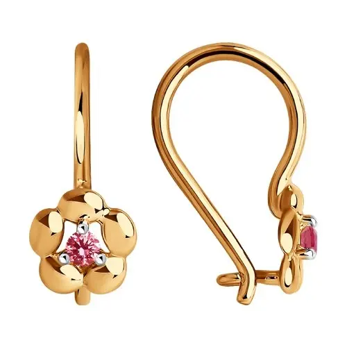 Серьги детские из красного золота