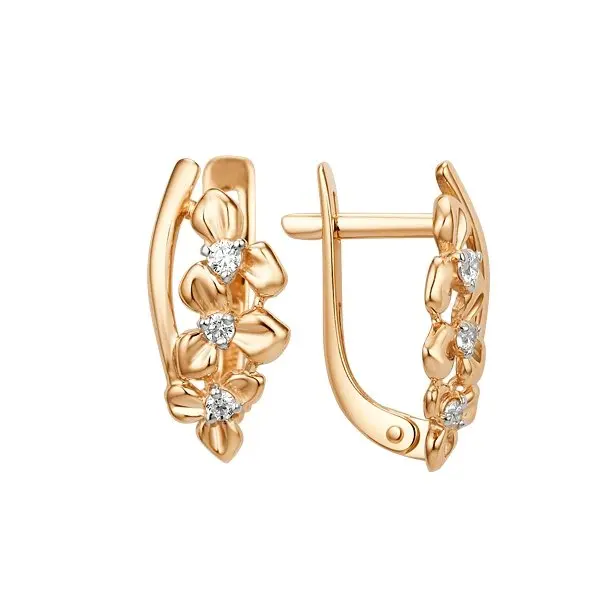 Серьги с английским замком из красного золота