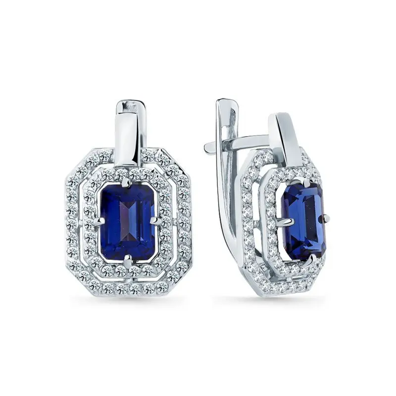 Серьги с английским замком из белого золота