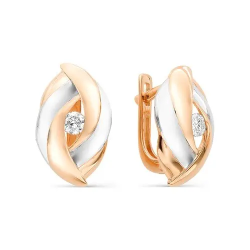 Серьги с английским замком из комбинированного золота