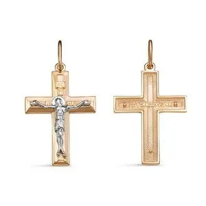 Подвеска крест из комбинированного золота