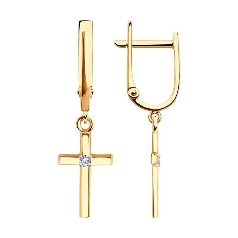 Серьги подвесные из красного золота