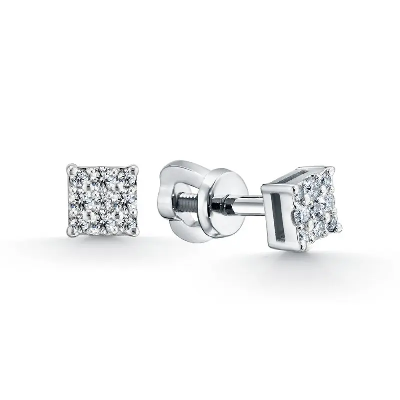 Серьги пуссеты из белого золота