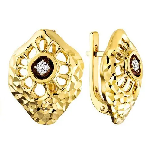 Серьги с английским замком из желтого золота