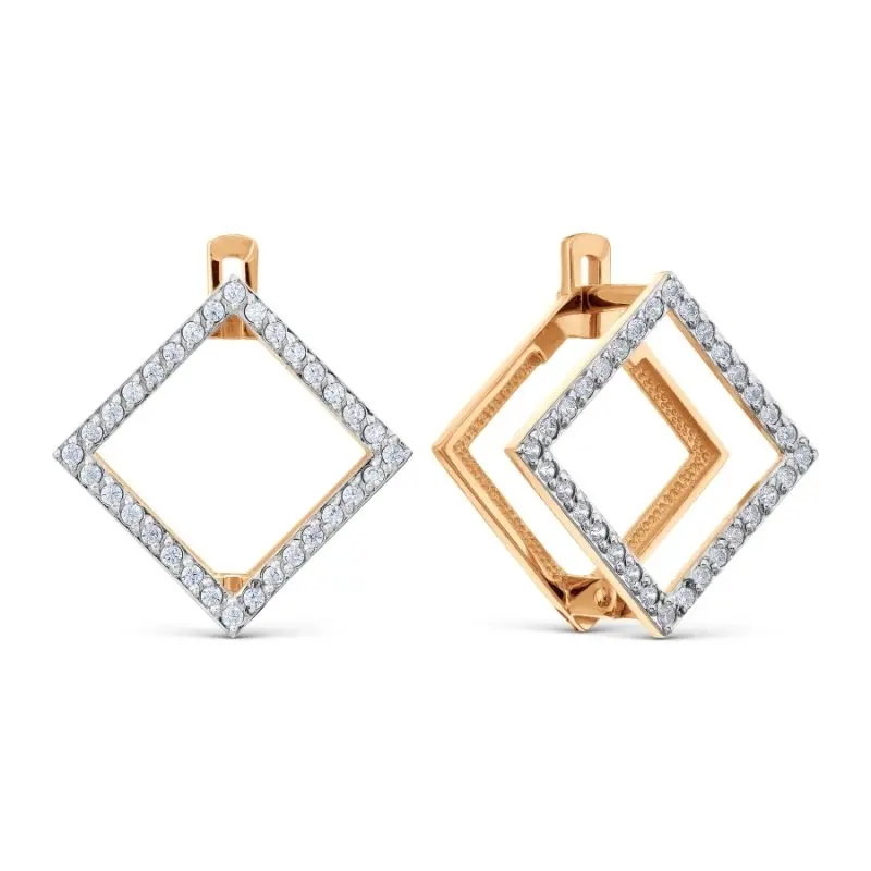 Серьги с английским замком из красного золота