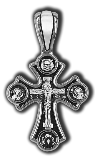 Подвеска крест из черного серебра