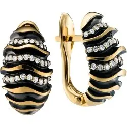 Серьги с английским замком из желтого золота