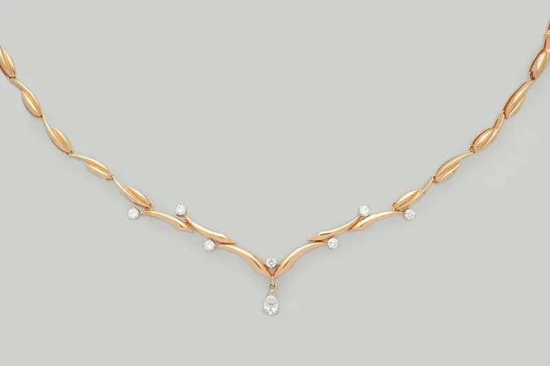 Цепь колье из красного золота