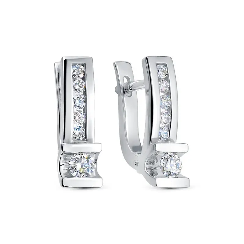 Серьги с английским замком из белого золота