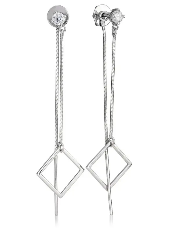 Серьги подвесные из серебра