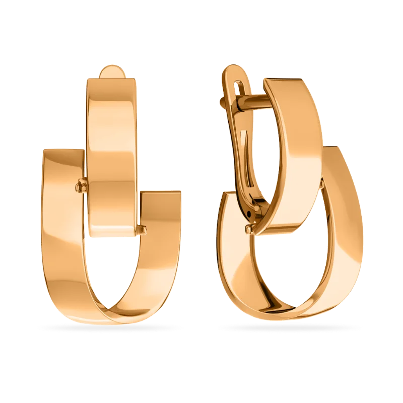 Серьги с английским замком из красного золота