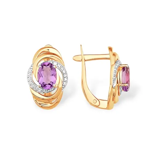 Серьги с английским замком из красного золота