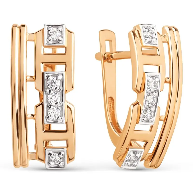 Серьги с английским замком из красного золота