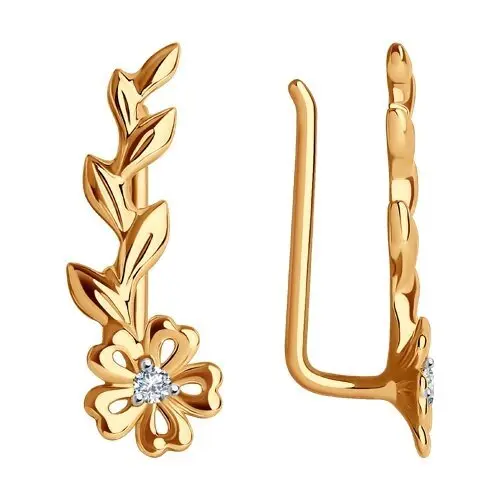 Серьги зажимы из красного золота