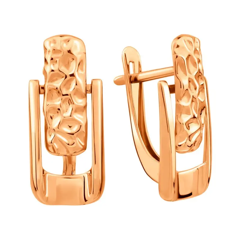 Серьги с английским замком из красного золота