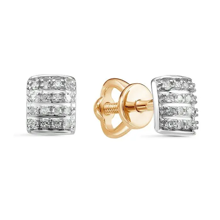 Серьги пуссеты из красного золота