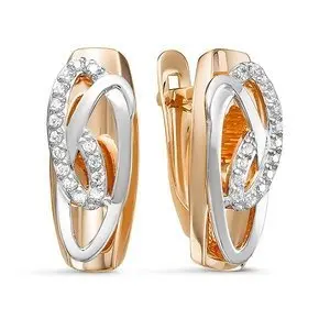 Серьги с английским замком из комбинированного золота