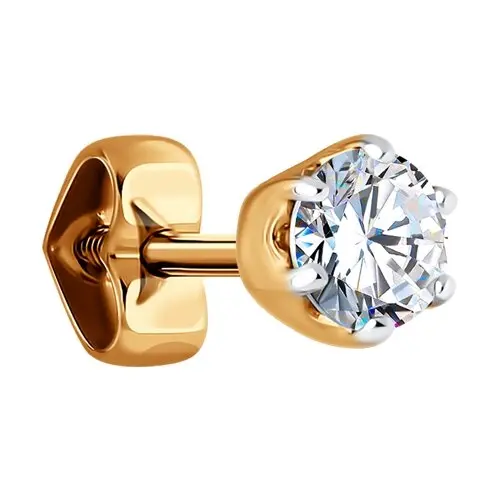 Серьги одиночные из красного золота