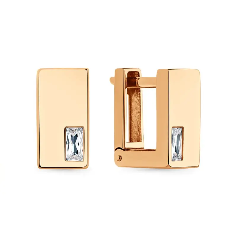 Серьги с английским замком из красного золота