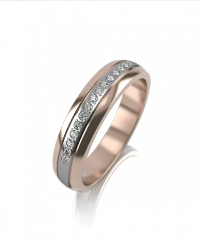 Кольцо обручальное из комбинированного золота вид 1