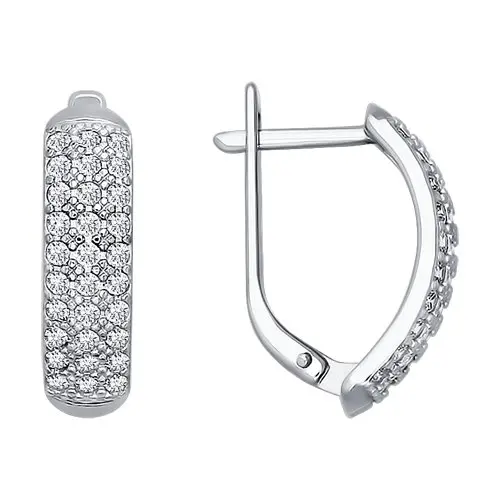 Серьги с английским замком из белого золота