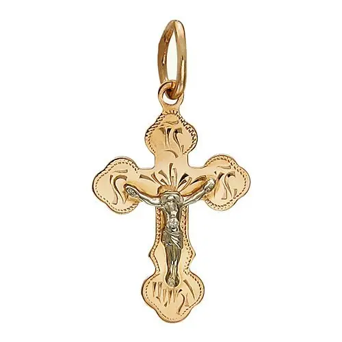 Подвеска крест из комбинированного золота