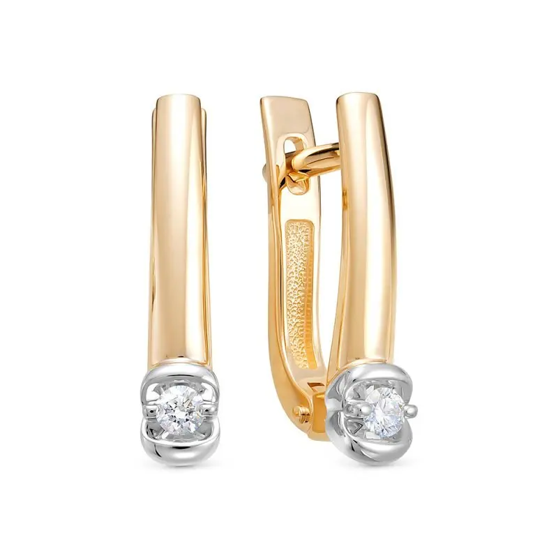 Серьги с английским замком из комбинированного золота