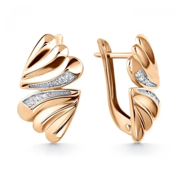 Серьги с английским замком из красного золота