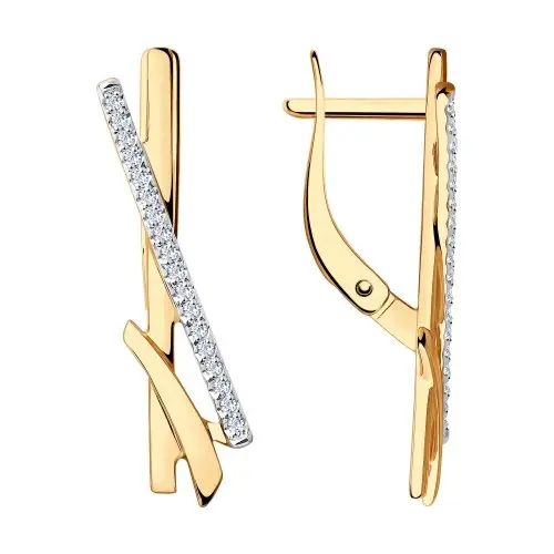 Серьги с английским замком из красного золота вид 1