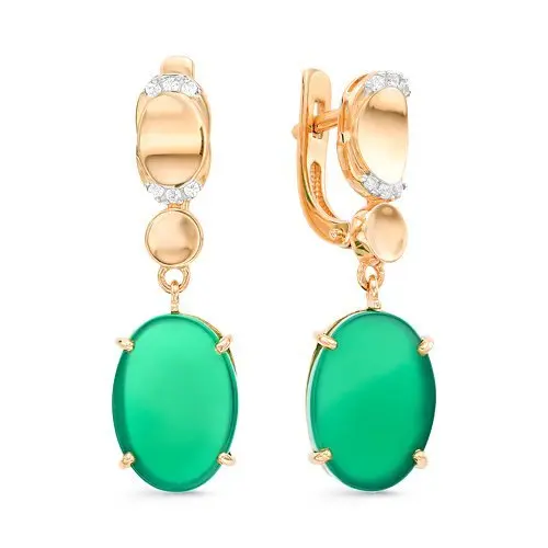 Серьги подвесные из красного золота